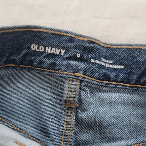 Old Navy Women High Rise Slouchy Straight Button Fly Medium Wash Jeans Sz 0 NWOT - Picture 4 of 8